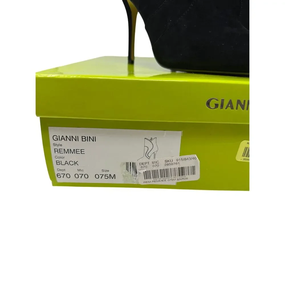 Gianni Bini Remmee Pointed Toe Booties Womens Size 7.5 Black Suede Leather